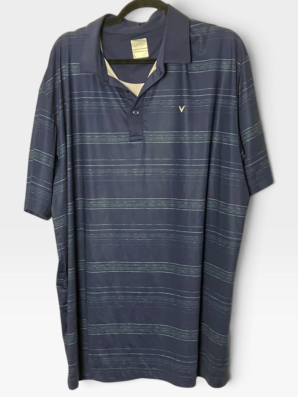 Callaway Polo Shirt Men XL OPTI DRI Blue Stripe Performance Golfcore
